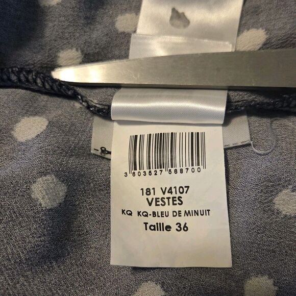 Kookai Polka Dot Bomber Jacket Womens Size 4 / 36 Navy Blue & White Zipper Light - Picture 5 of 9